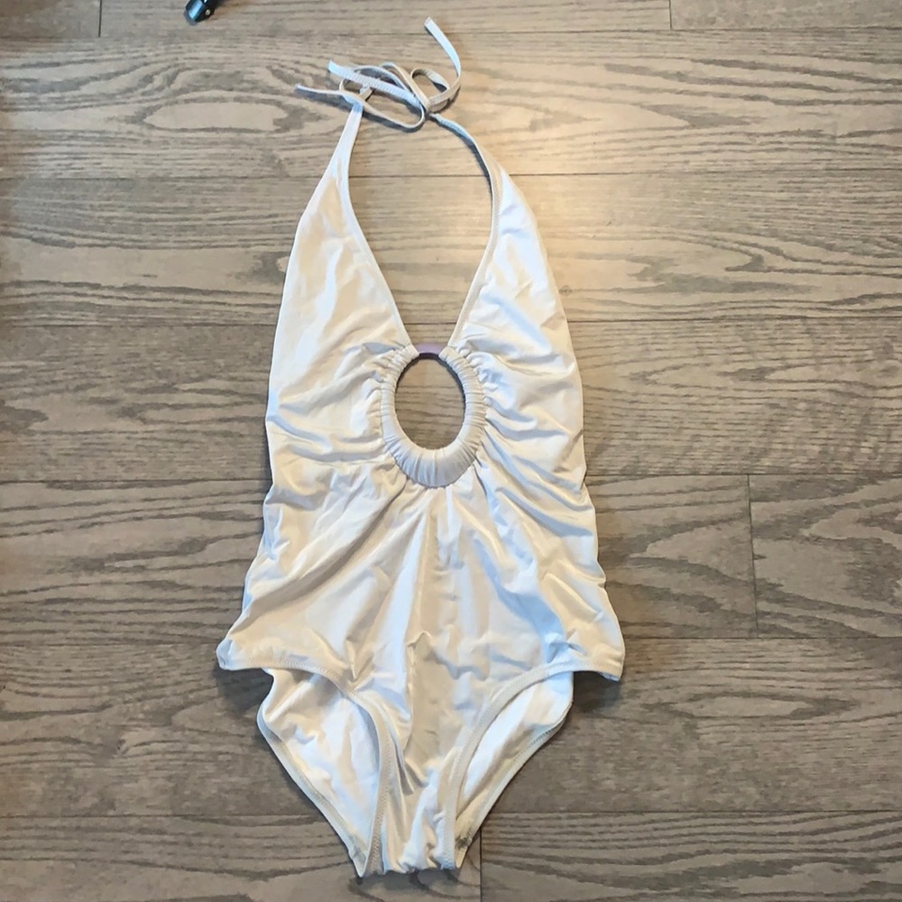 Silver gray plunge one piece- TCN